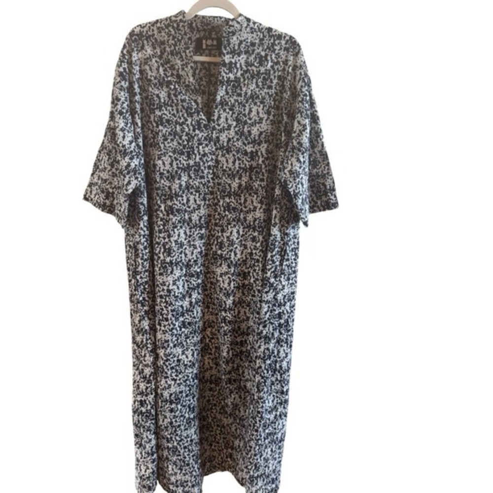Labo.Art Blue White Splatter Midi Dress Size 1/Small Made In Italy Lagenlook